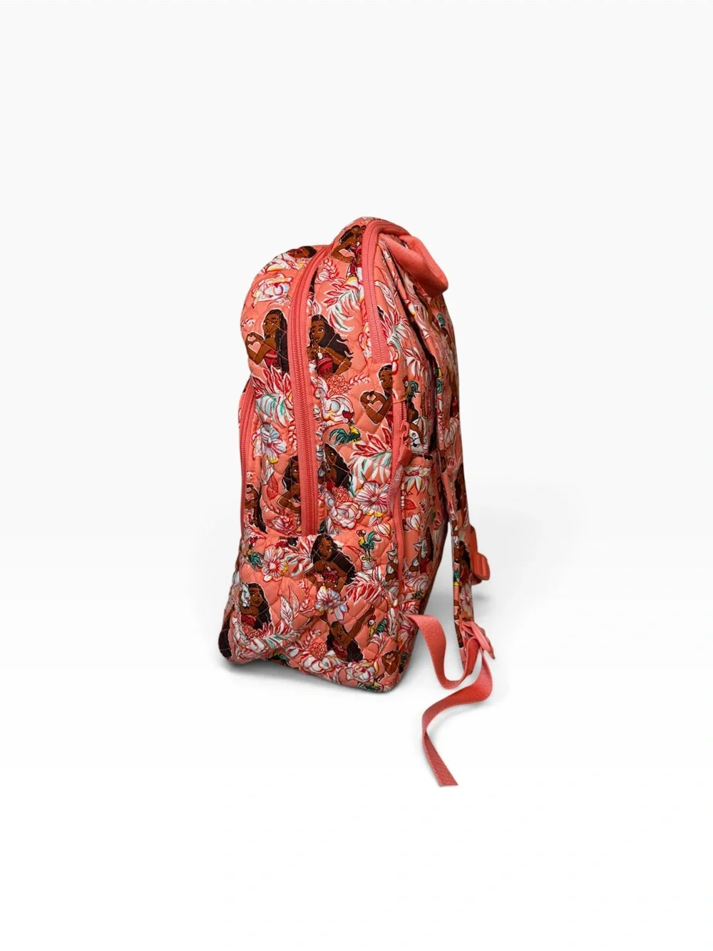 Vera Bradley X Disney Moana Pua Coral Floral Quilted Campus Laptop Backpack